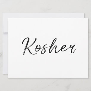 Carte Symbole "Kosher"   Style Lettré à la main