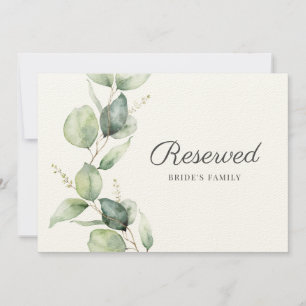 Carte SYMBOLE RÉSERVÉ Mariage botanique Feuille Eucalypt