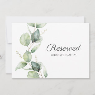 Carte SYMBOLE RÉSERVÉ Mariage botanique Feuille Eucalypt