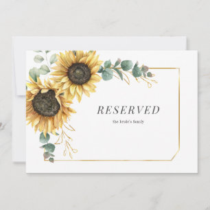 Carte Symbole Réservé Mariage de tournesol Eucalyptus Fo