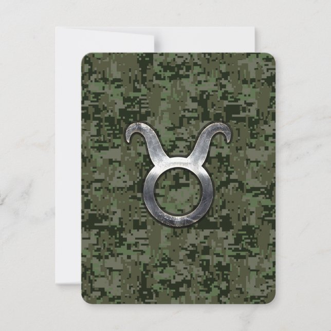 Carte Symbole Taurus Zodiac sur Camo numérique vert (Devant)