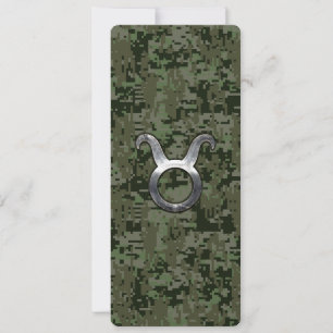Carte Symbole Taurus Zodiac sur Camo numérique vert