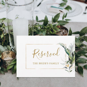 Carte Symbole Tropical Foliage Mariage Gold Green Réserv