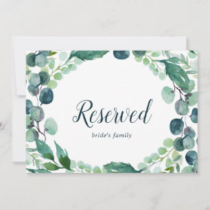 Carte Symbole vert luxuriant et Eucalyptus Réservé