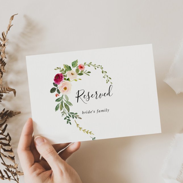 Carte Symbole vert rose bleu floral Mariage réservé (Créateur téléchargé)