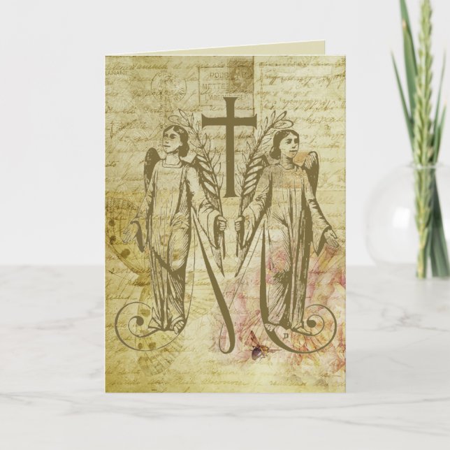 Carte Symbole Vierge Marie des Anges Vintage (Devant)