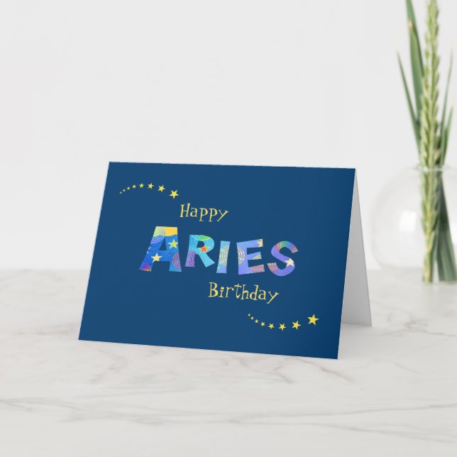 Carte Symbole Zodiac ARIES FUN voeux Anniversaire (Devant)