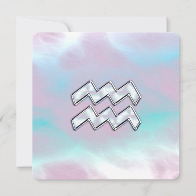 Carte Symbole Zodiaque Aquarius sur Mère de Pearl Nacre (Devant)