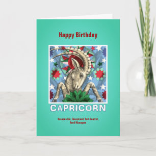 Carte SYMBOLE Zodiaque Capricorne Joyeux Anniversaire