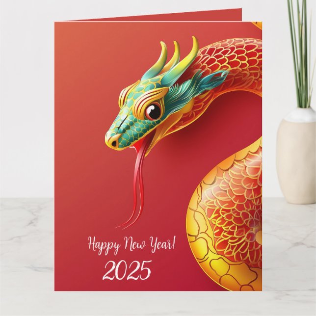 Carte symbole zodiaque chinois nouvelle année 2025 serpe (Devant)
