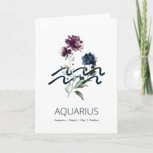 Carte Symbole Zodiaque Floral Moderne Aquarius