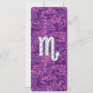 Carte Symbole Zodiaque Scorpio sur Camo numérique rose