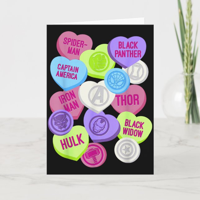 Carte Symboles de Marvel Avengers Candy Hearts Saint Val (Devant)