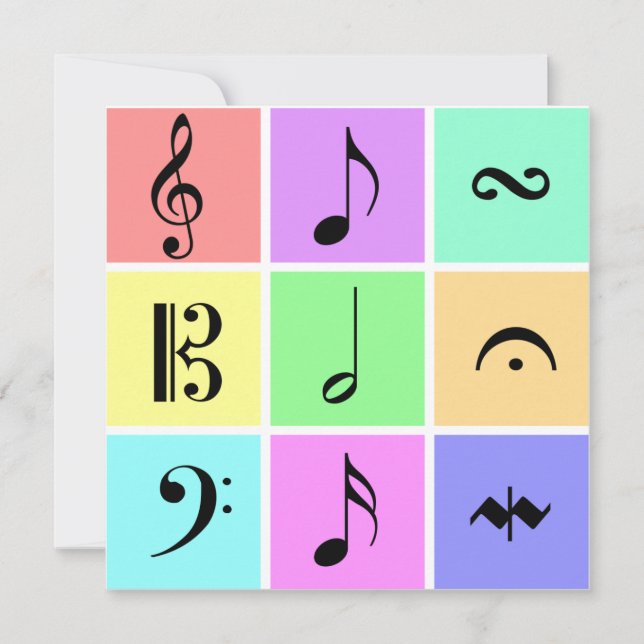 Carte symboles de musique pastel (Devant)