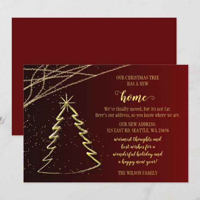 Carte Sympa arbre de Noël Nous avons déplacé les vacance (Devant / Derrière)
