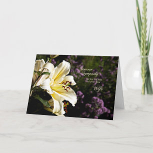 Carte Sympathie à la mort d'une femme, avec un lis blanc