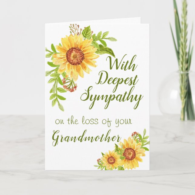 Carte Sympathie Aquarelle Florale Tournesol (Devant)