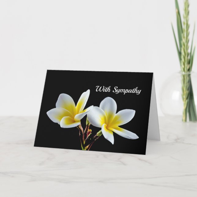Carte Sympathie avec la flore d'une jolie plumeria jaune (Devant)