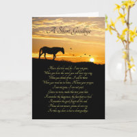 Sympathie avec le cheval A Short Goodbye Poem Card