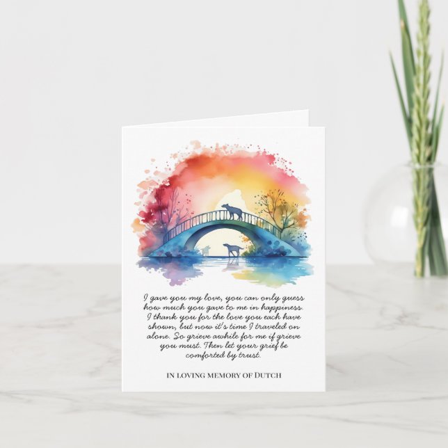 Carte Sympathie Chien Avec Poème Mémorial (Devant)