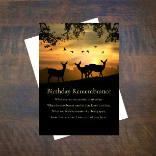 Carte Sympathie d'anniversaire Souvenir avec le cerf et 