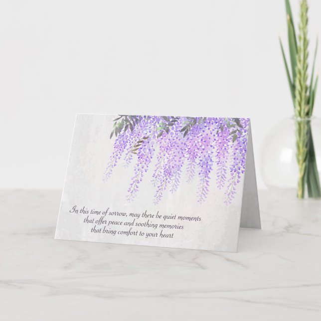 Carte Sympathie d'aquarelle de la glycine violette (Devant)