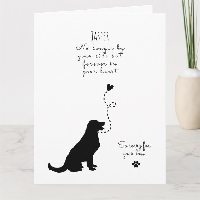 Carte Sympathie de chien, nom personnalisé. Perte  (Devant)