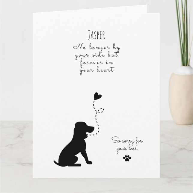 Carte Sympathie de chien, nom personnalisé. Perte  (Devant)