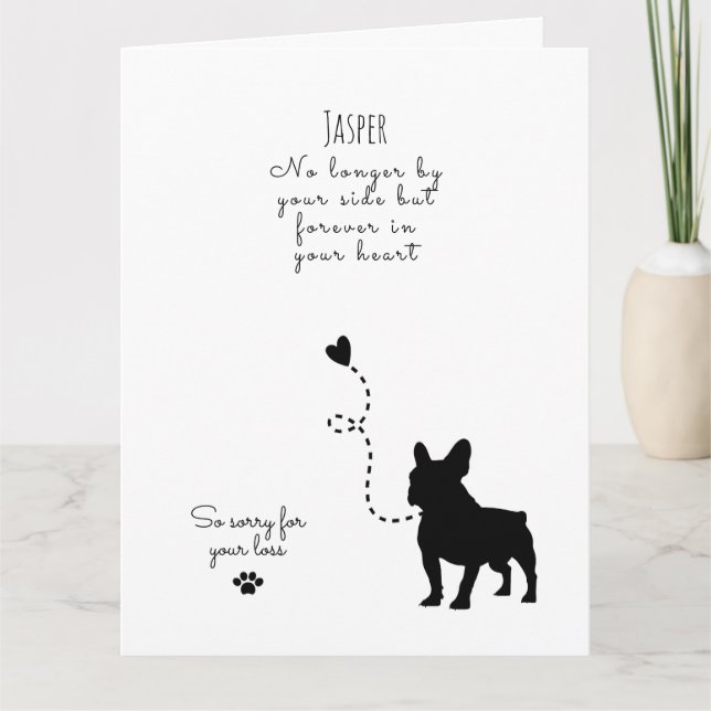Carte Sympathie de chien, nom personnalisé. Perte  (Devant)
