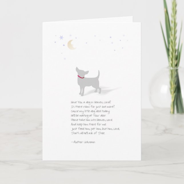 Carte Sympathie de chien - Petit Chien - Poème de perte  (Devant)
