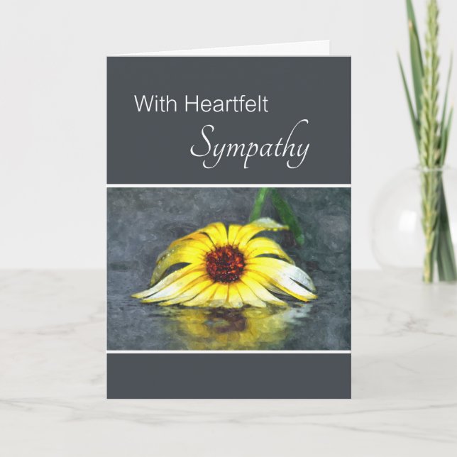 Carte Sympathie De Coeur Marguerite Jaune En Pluie (Devant)