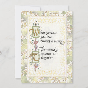 Carte Sympathie de la calligraphie mémoire précieuse Hom