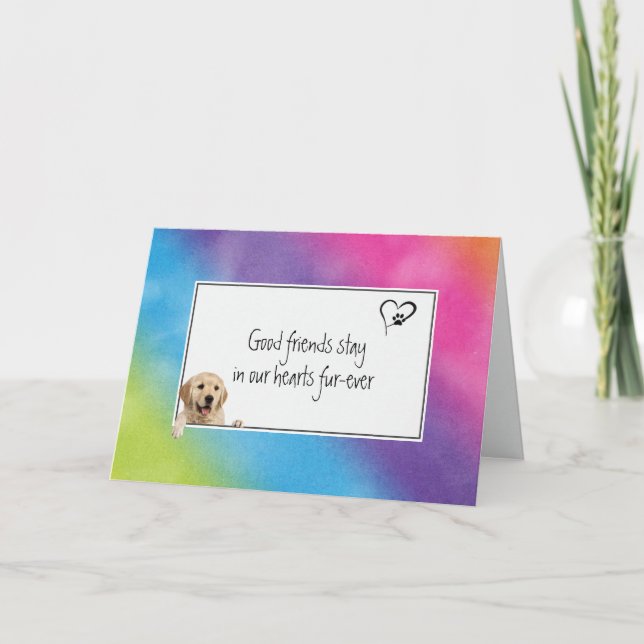 Carte Sympathie de perte d'animal Retriever arc-en-ciel (Devant)