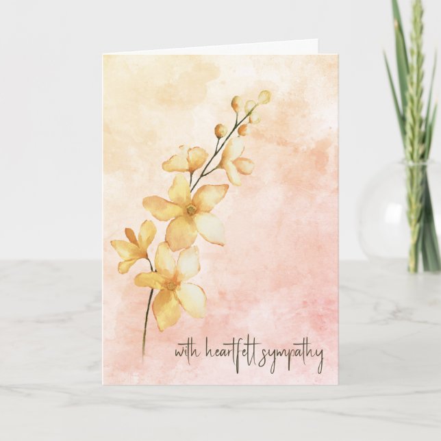Carte Sympathie des fleurs d'aquarelle orange (Devant)
