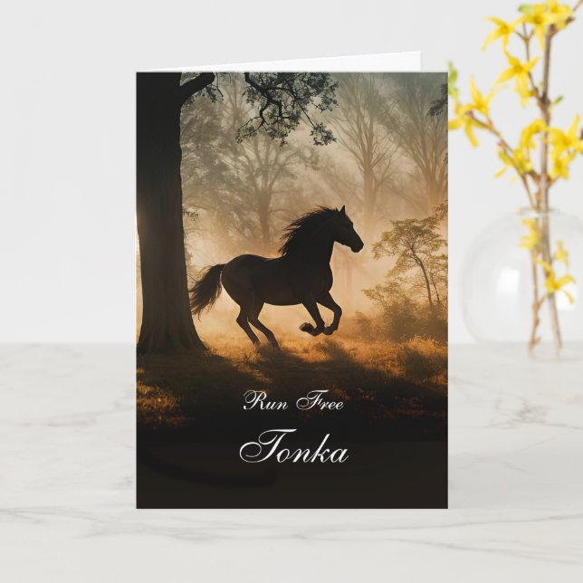 Carte Sympathie du cheval Condoléances perte du nom du c (Fleur jaune)