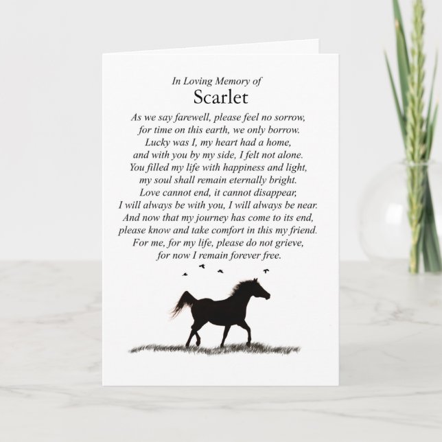 Carte Sympathie du cheval Nom personnalisé Poème spiritu (Devant)
