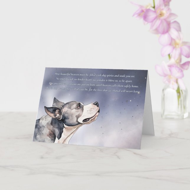 Carte Sympathie du Mémorial du Chien Condoléances Pitbul (Orchidée)