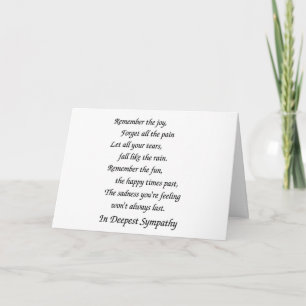 CARTE SYMPATHIE EN VOTRE TEMPS DE PERTE-SOUVENIRS AU CHÉ