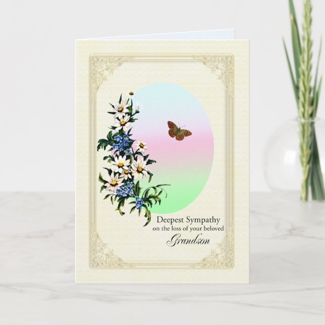Carte Sympathie face à la perte des fleurs et des papill (Devant)