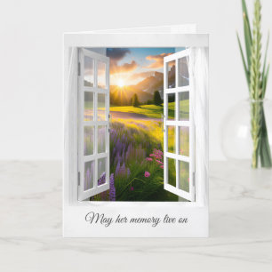 Carte Sympathie fleur sauvage et montagne Sunrise