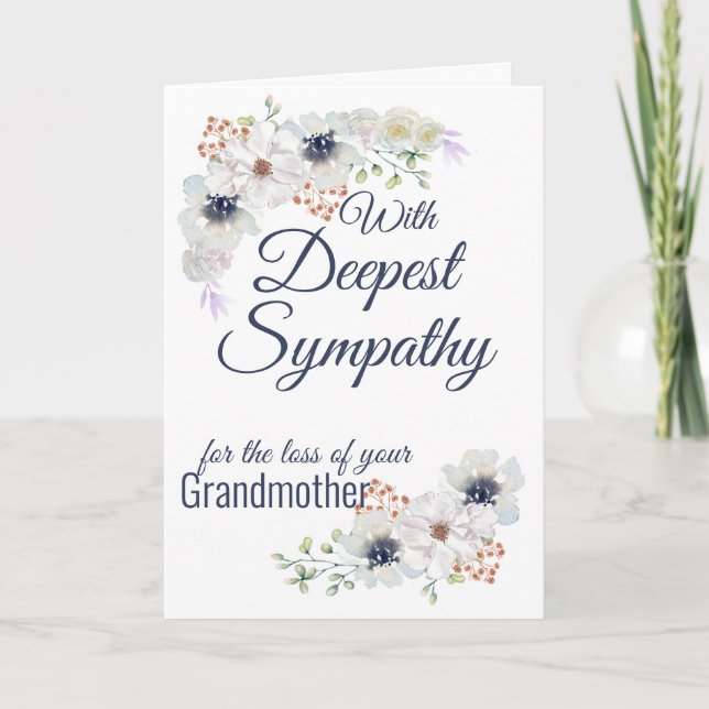 Carte Sympathie Florale Aquarelle Grand-mère (Devant)