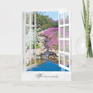 Carte sympathie jardin rocheux avec cascades dans la fen