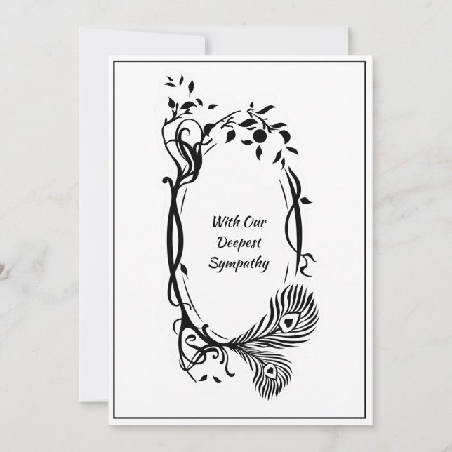 Carte Sympathie la plus profonde Noir Flore Défilement M (Devant)