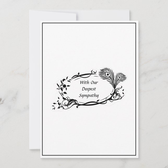 Carte Sympathie la plus profonde Noir Flore Défilement S (Devant)