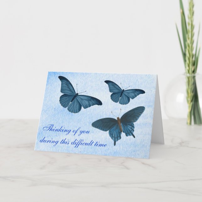 Carte Sympathie ou condoléances Simple Papillons Nature (Devant)