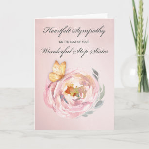 Carte Sympathie Perte de pas Soeur Papillon rose rose Ro