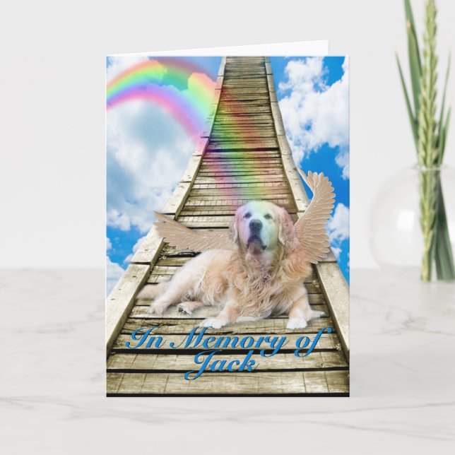 Carte Sympathie - pont en arc-en-ciel - golden retriever (Devant)