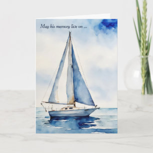 Carte Sympathie pour bateau à voile Watercolor