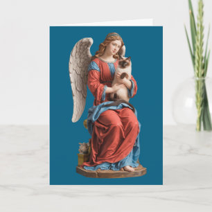 Carte Sympathie pour chat siamois et ange