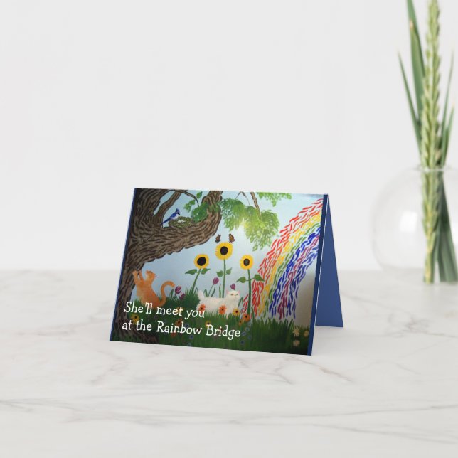 Carte Sympathie pour chats femelle de Rainbow Bridge (Devant)